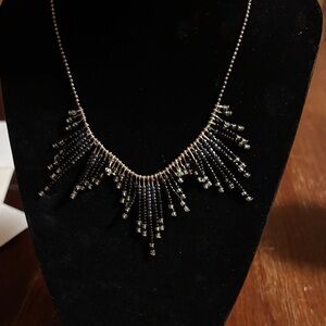 Vintage  black and clear rhinestone bib/collar necklace